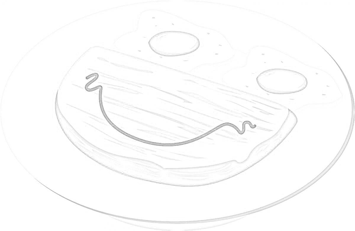Раскраска Омлет с веселым лицом на тарелке