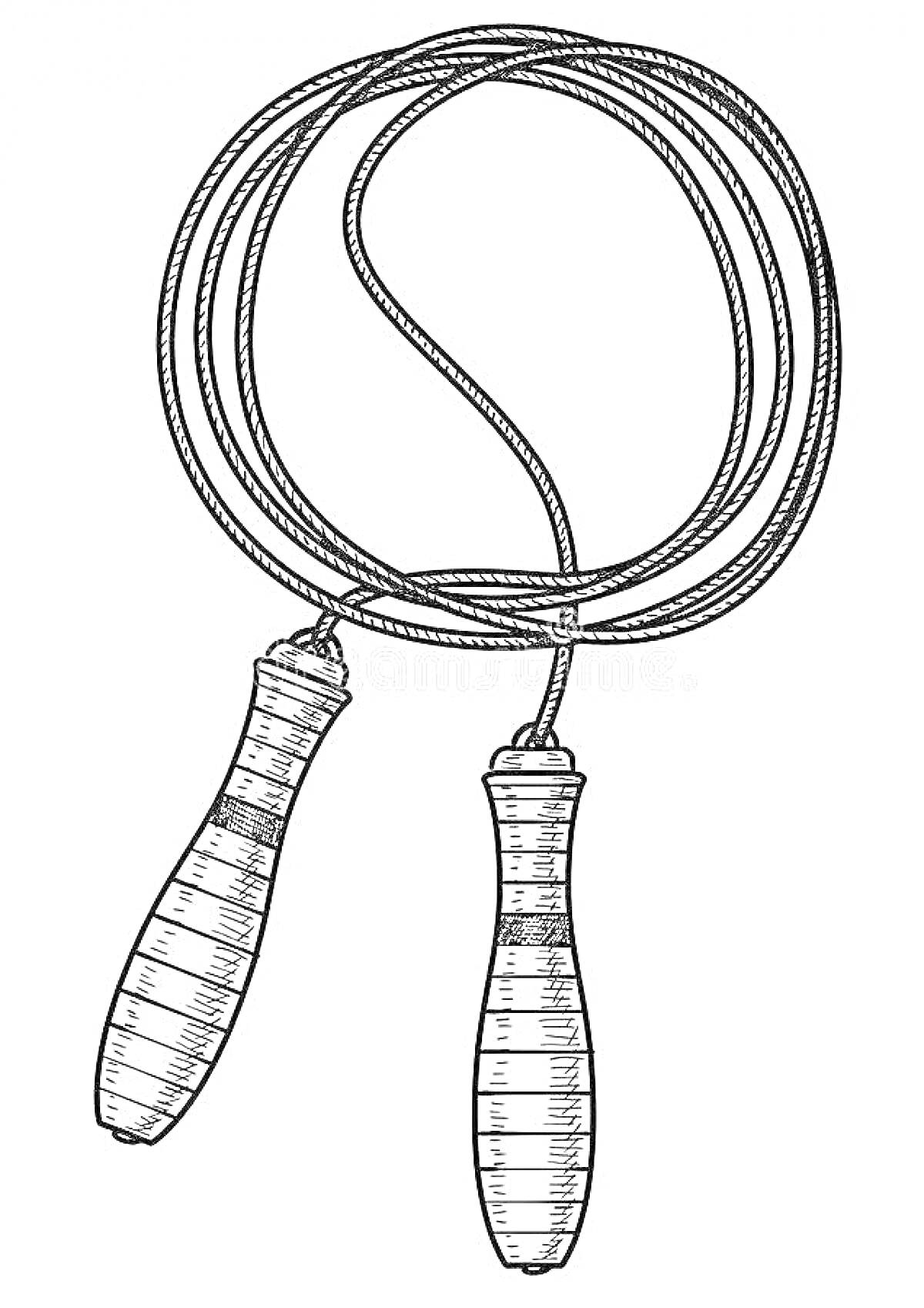 На раскраске изображено: Скакалка, Спортивный инвентарь, Тренировка, Спорт
