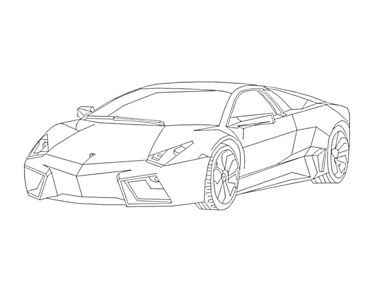 Раскраска Спортивный автомобиль Lamborghini на колесах, вид сбоку и спереди