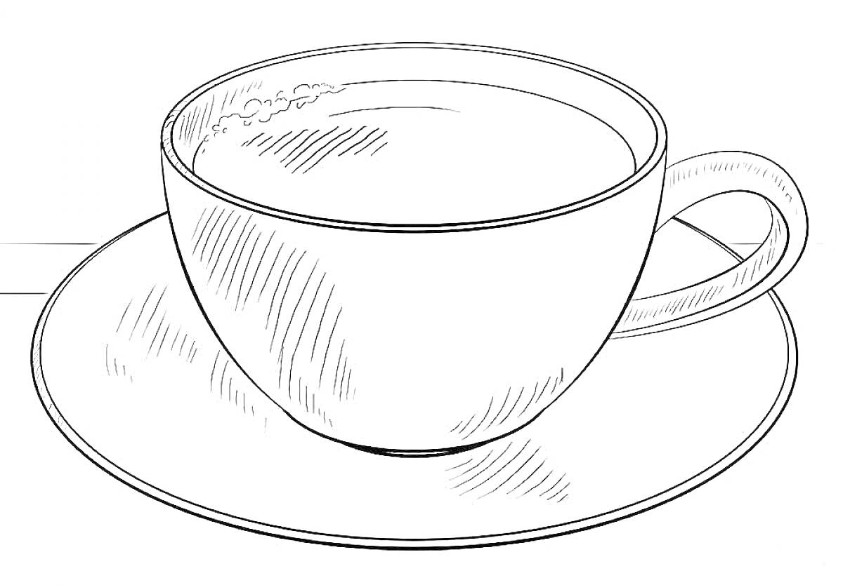 На раскраске изображено: Напиток, Посуда, Чай, Кофе