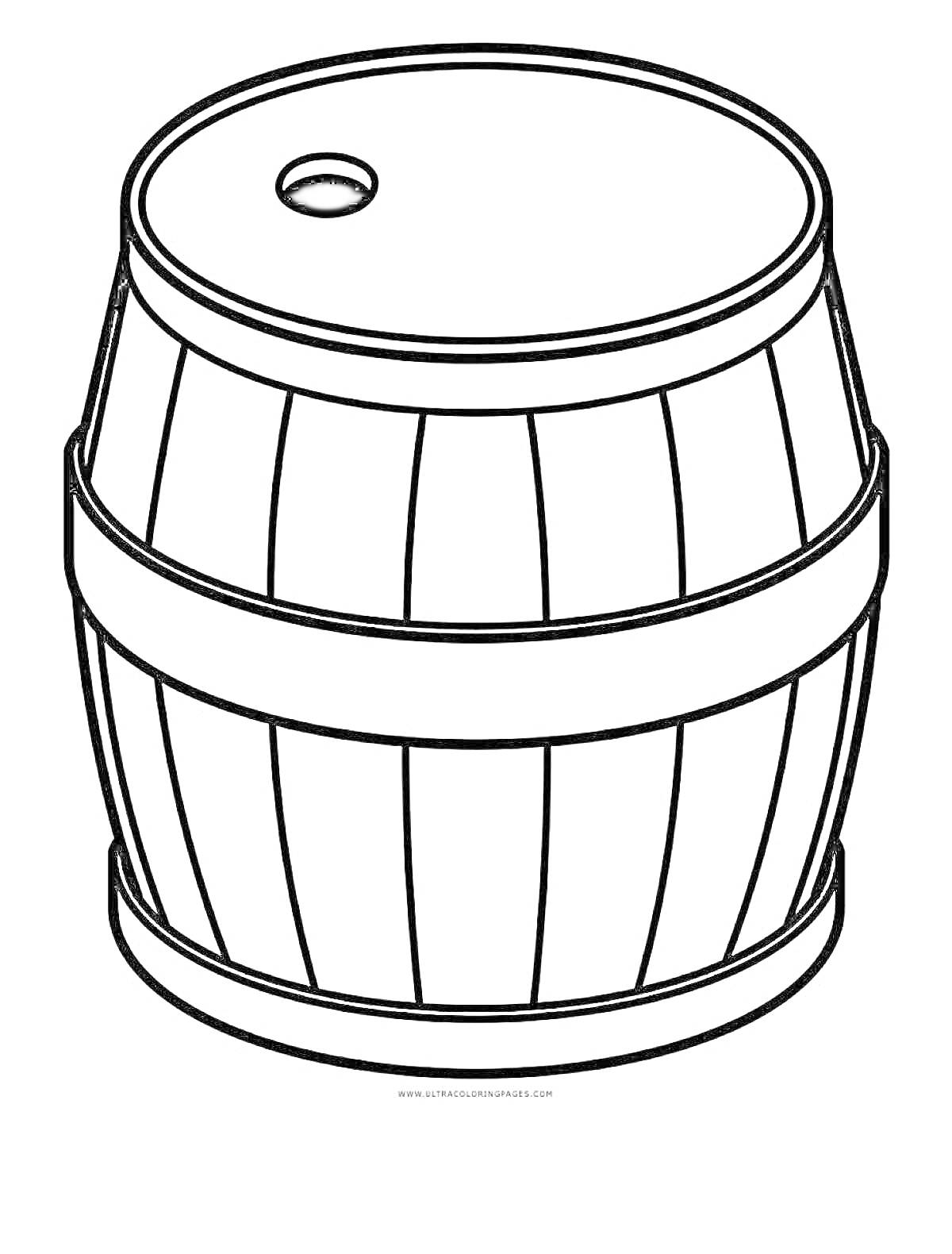 На раскраске изображено: Бочка, Крышка, Контейнер