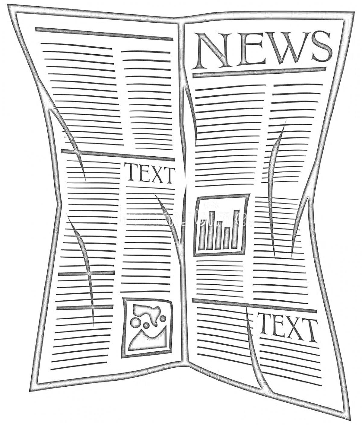 На раскраске изображено: Газета, Текст, Камера, Печать, Изображение для раскрашивания