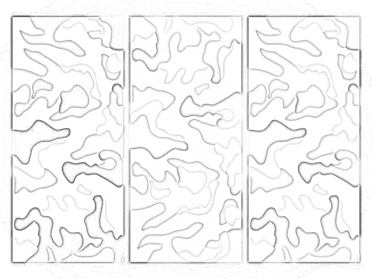 Три вертикальные панели с черно-белым камуфляжным узором