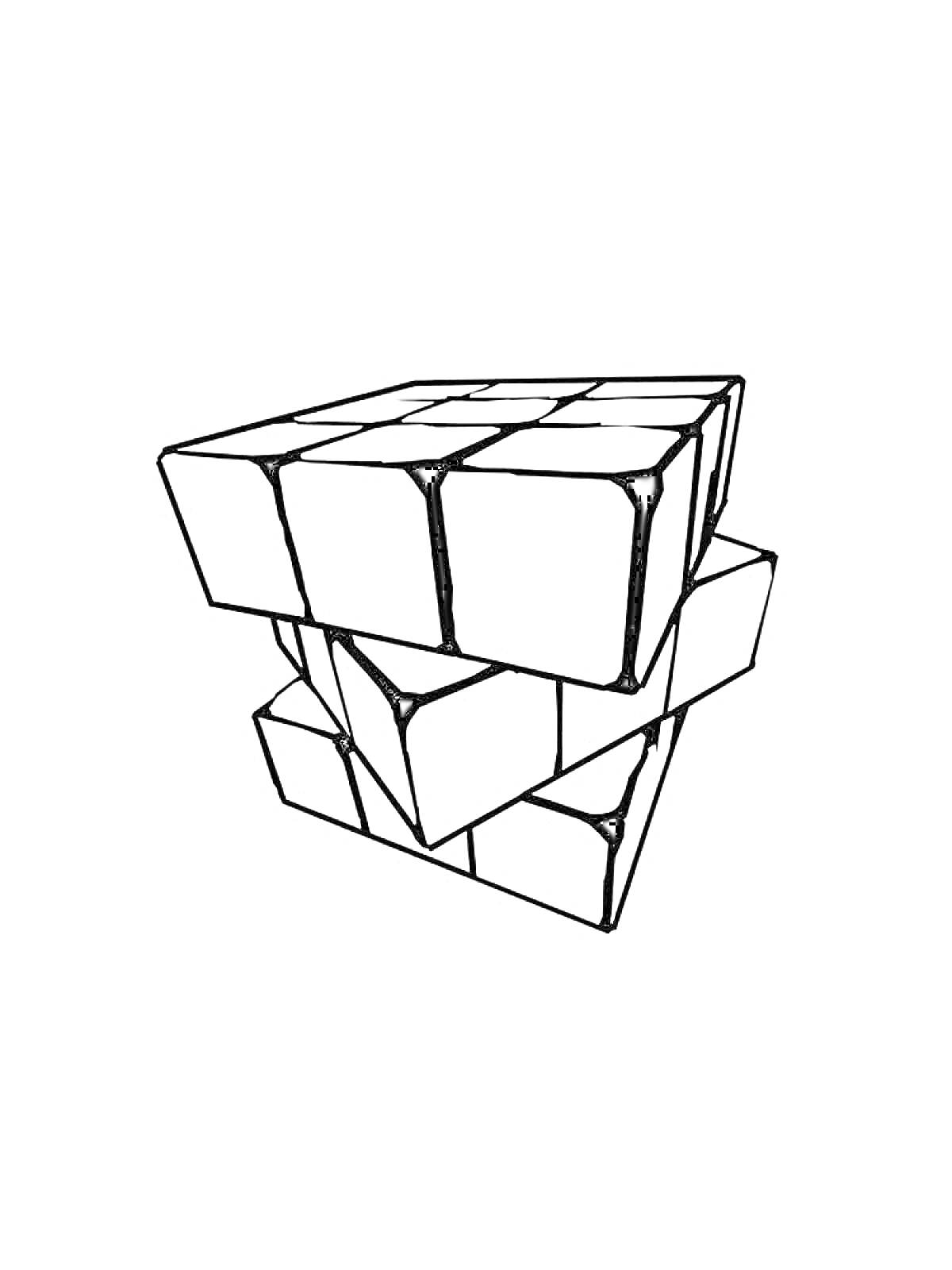 Разворотный кубик Рубика с отдельными черными линиями