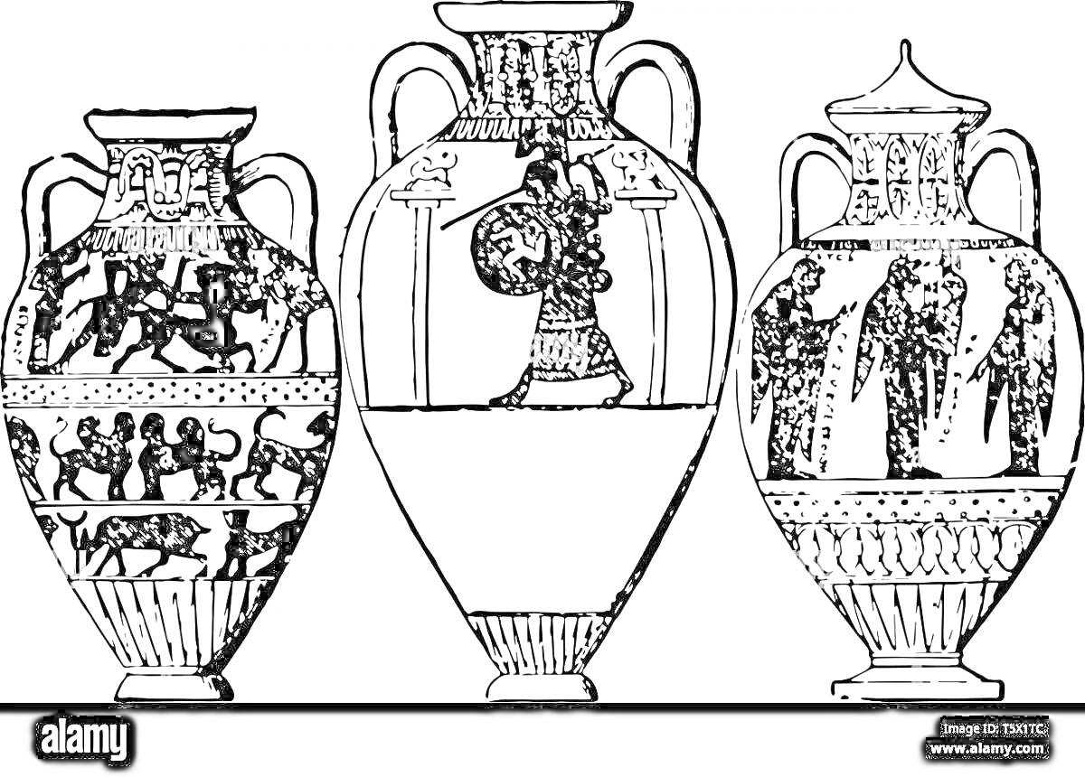 Греческие вазы с изображениями людей и животных