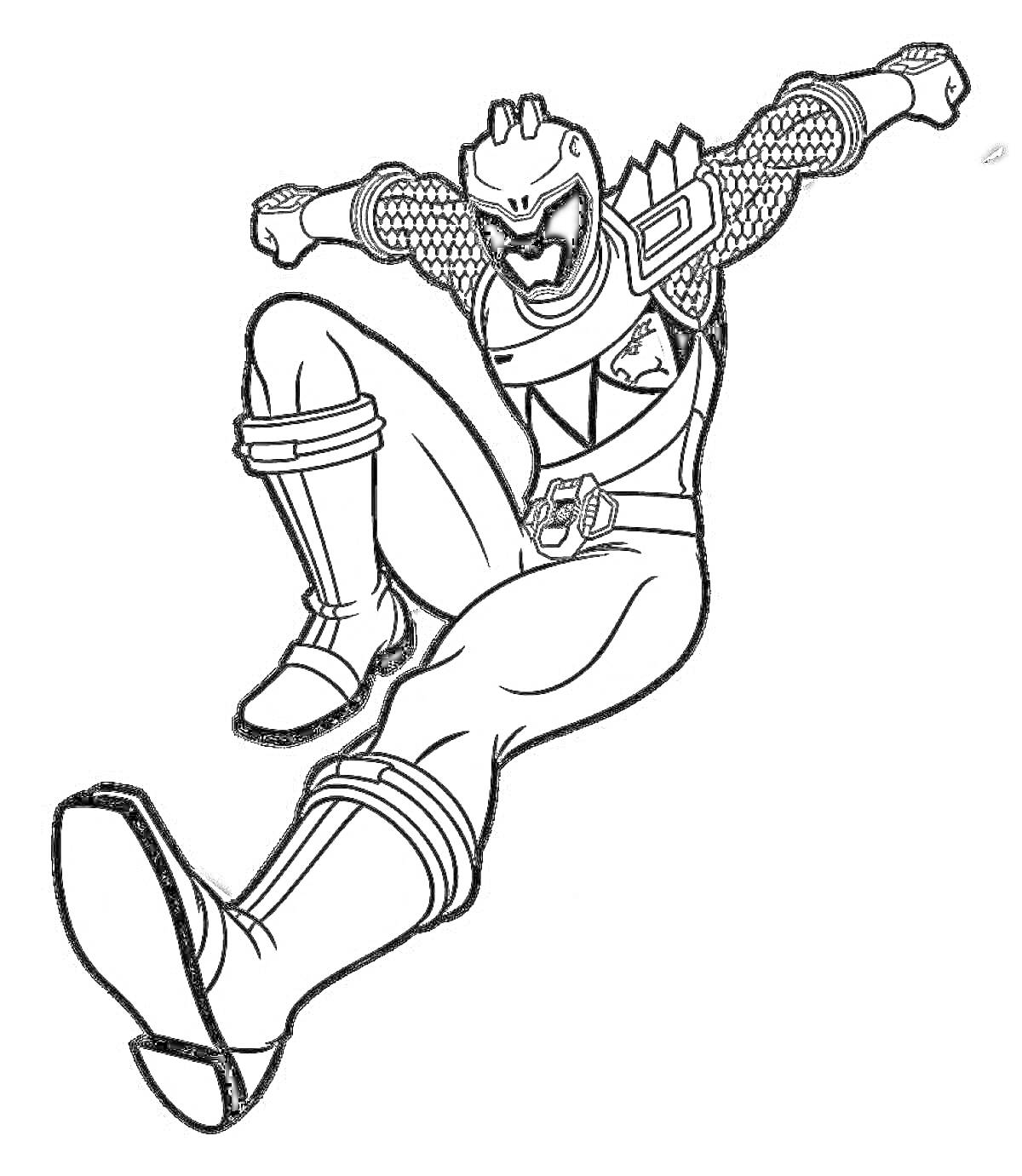 Раскраска Могучий Рейнджер в прыжке