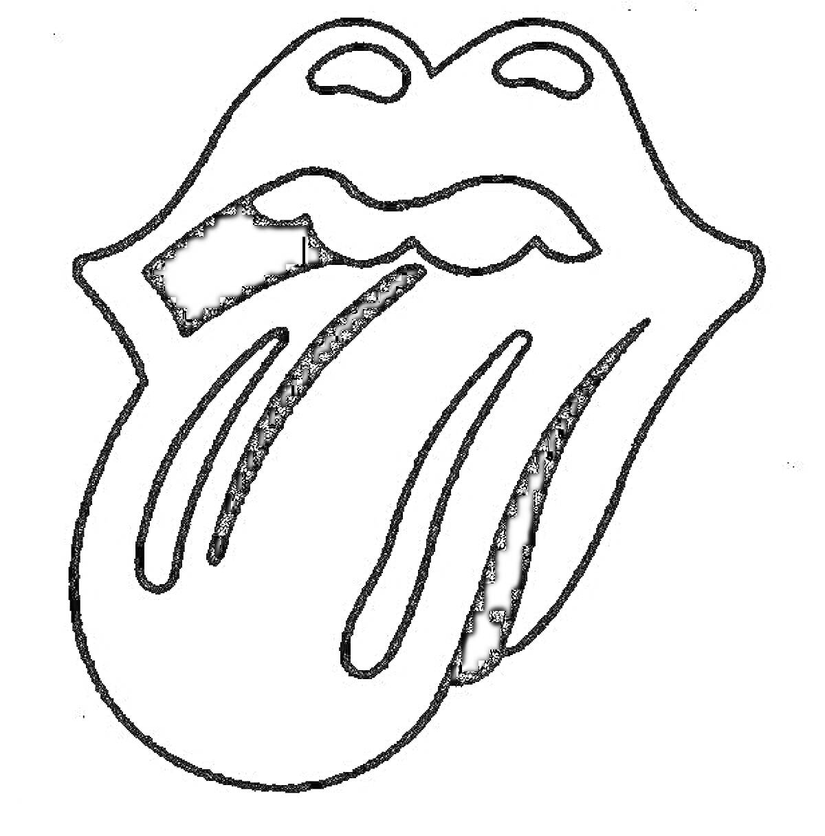 Раскраска Губы и высунутый язык