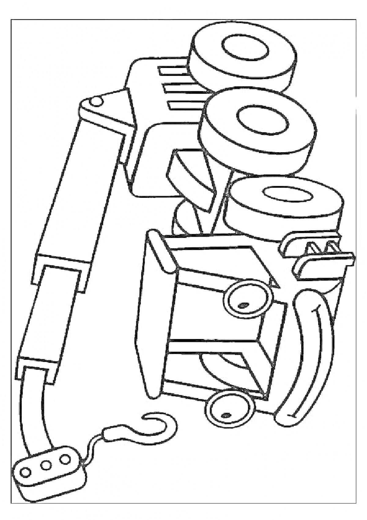 Раскраска Грузовик-кран с крюком и колесами для детей