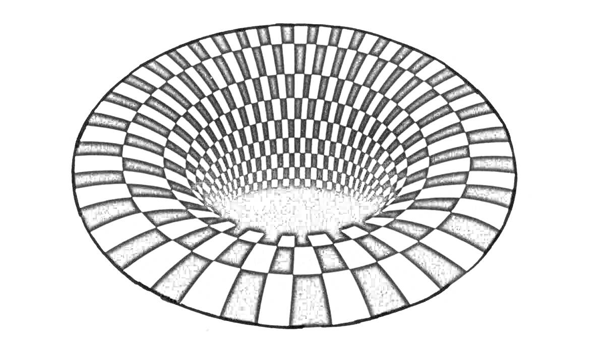 Раскраска Чёрно-белая 3D иллюзия в виде воронки