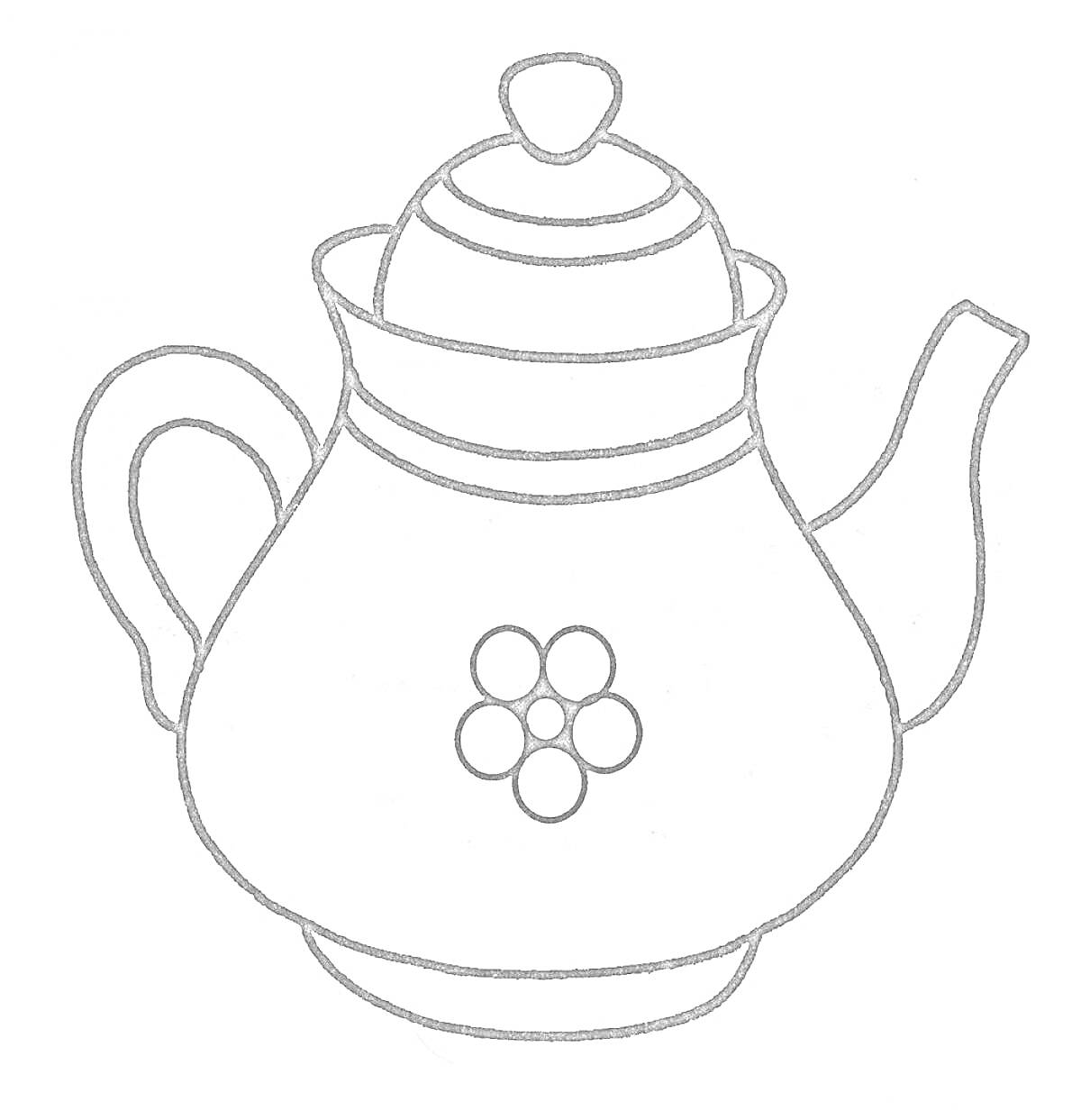 Раскраска Чайник с цветочным орнаментом, крышкой, носиком и ручкой