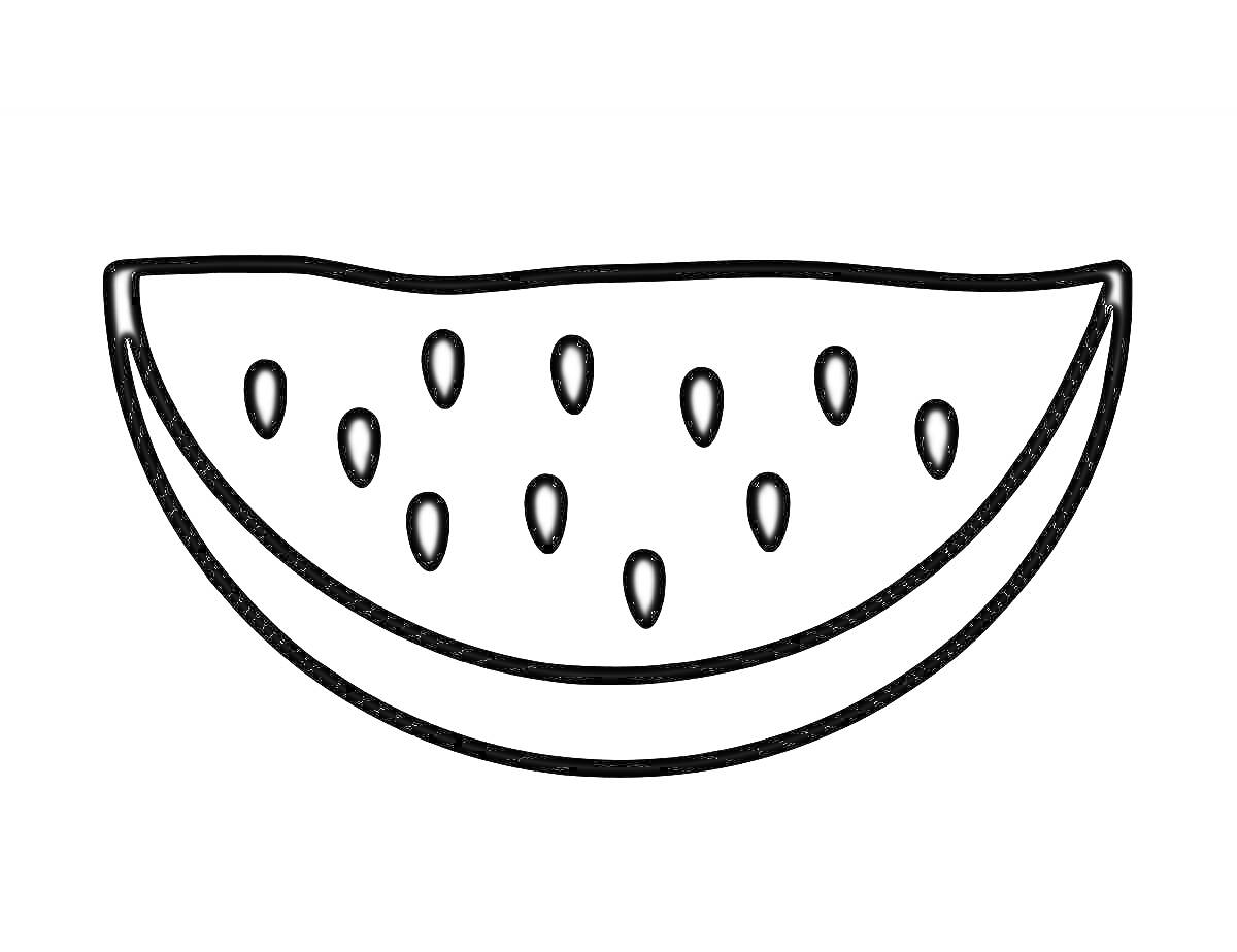 Раскраска Долька арбуза с семечками для раскрашивания