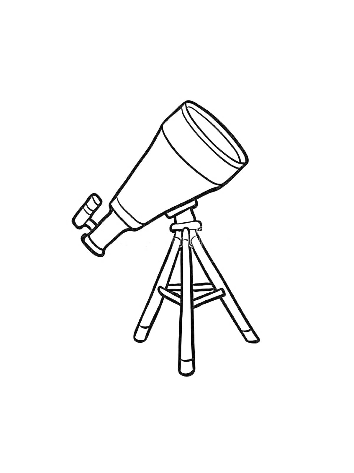 На раскраске изображено: Телескоп, Оптика, Звезды, Пространство