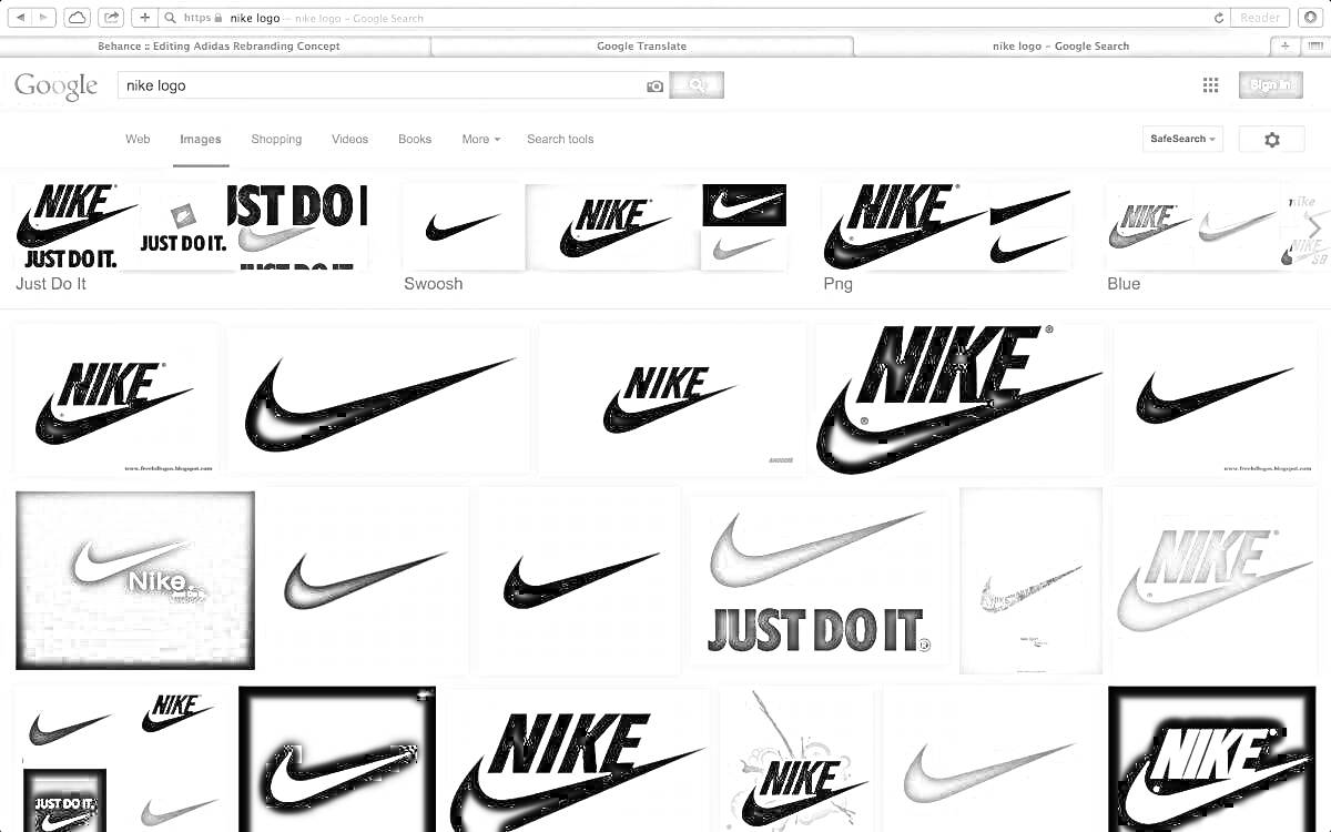 На раскраске изображено: Nike, Значок, Дизайн, Бренд
