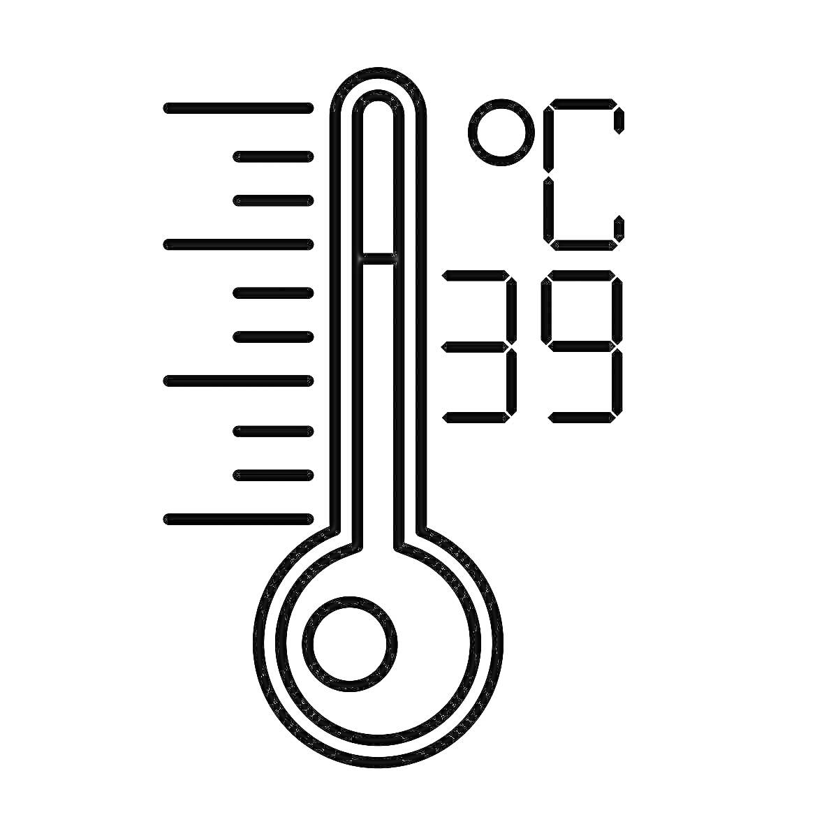На раскраске изображено: Градусник, Температура, Измерение температуры