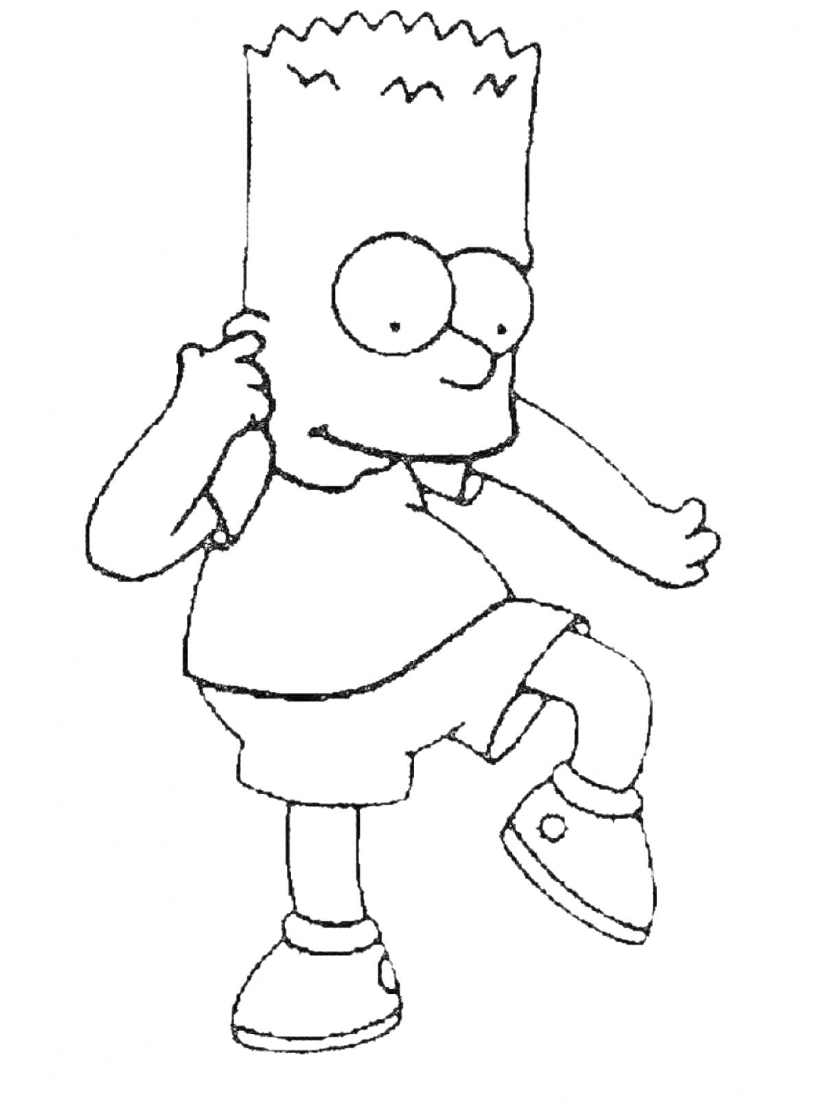 На раскраске изображено: Барт Симпсон, Персонаж, Ребенок, Симпсоны, Телевидение