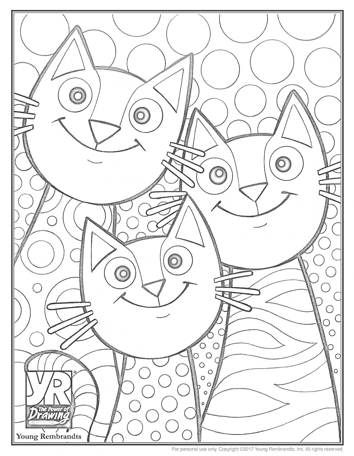 На раскраске изображено: Круги, Волнистые линии, Фон, Животные