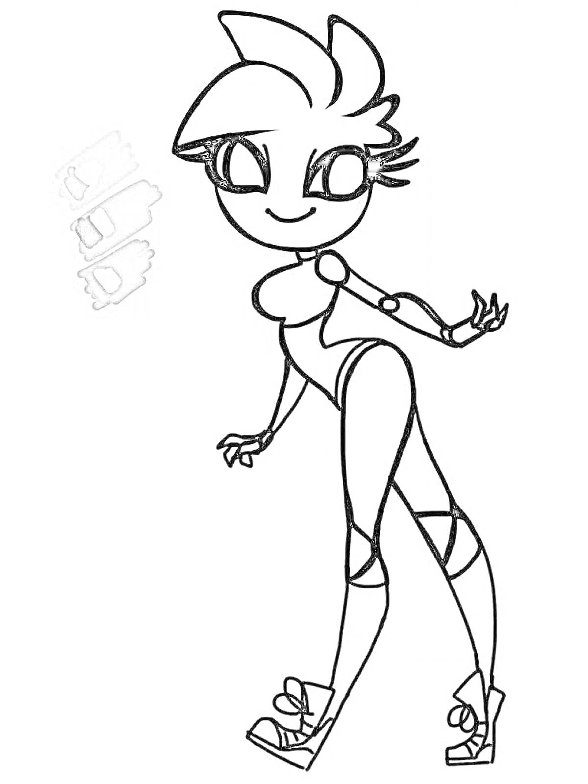 Раскраска Той Чика в статичной позе с тремя образцами цвета