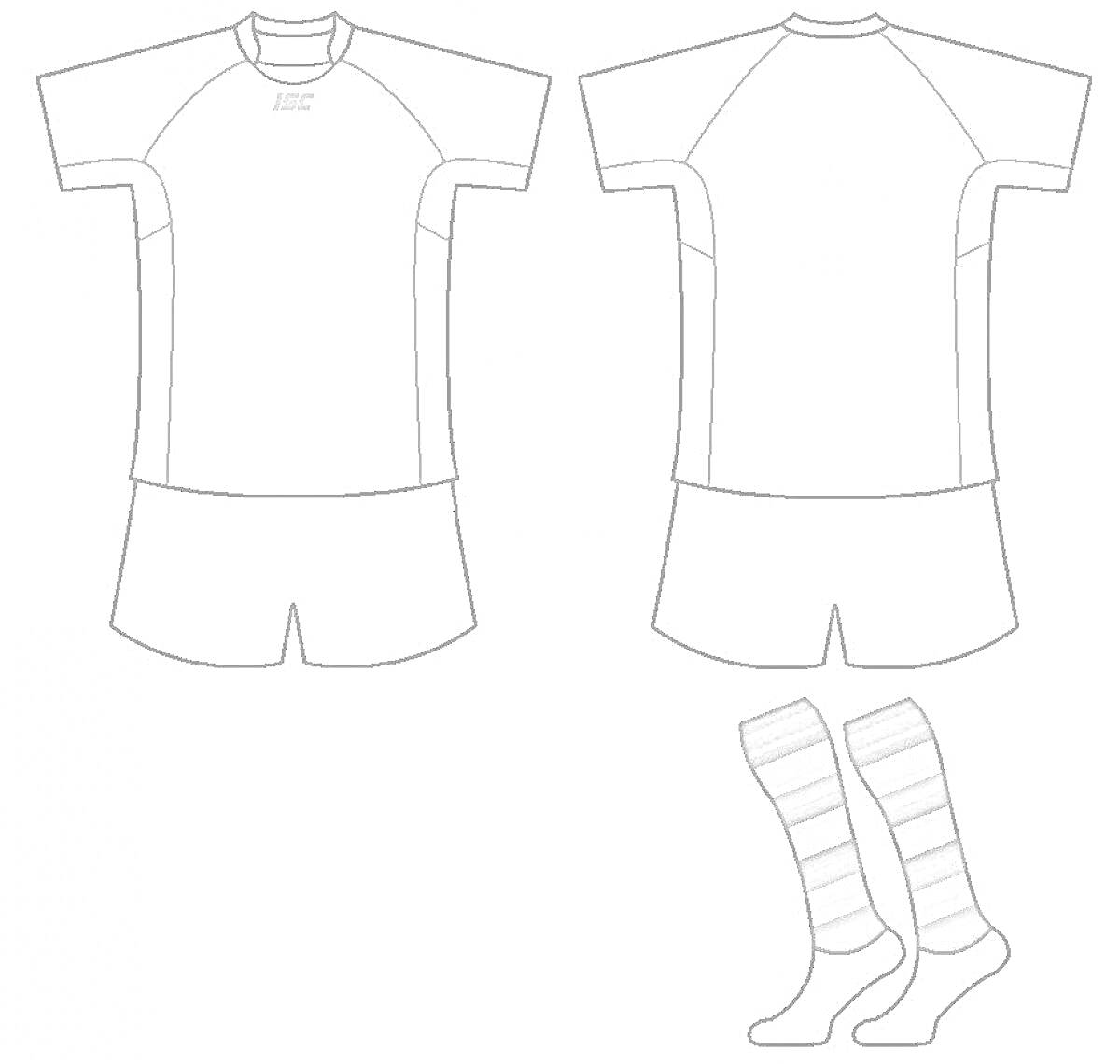На раскраске изображено: Шорты, Носки, Полосы, Футбольная форма, Спортивная одежда