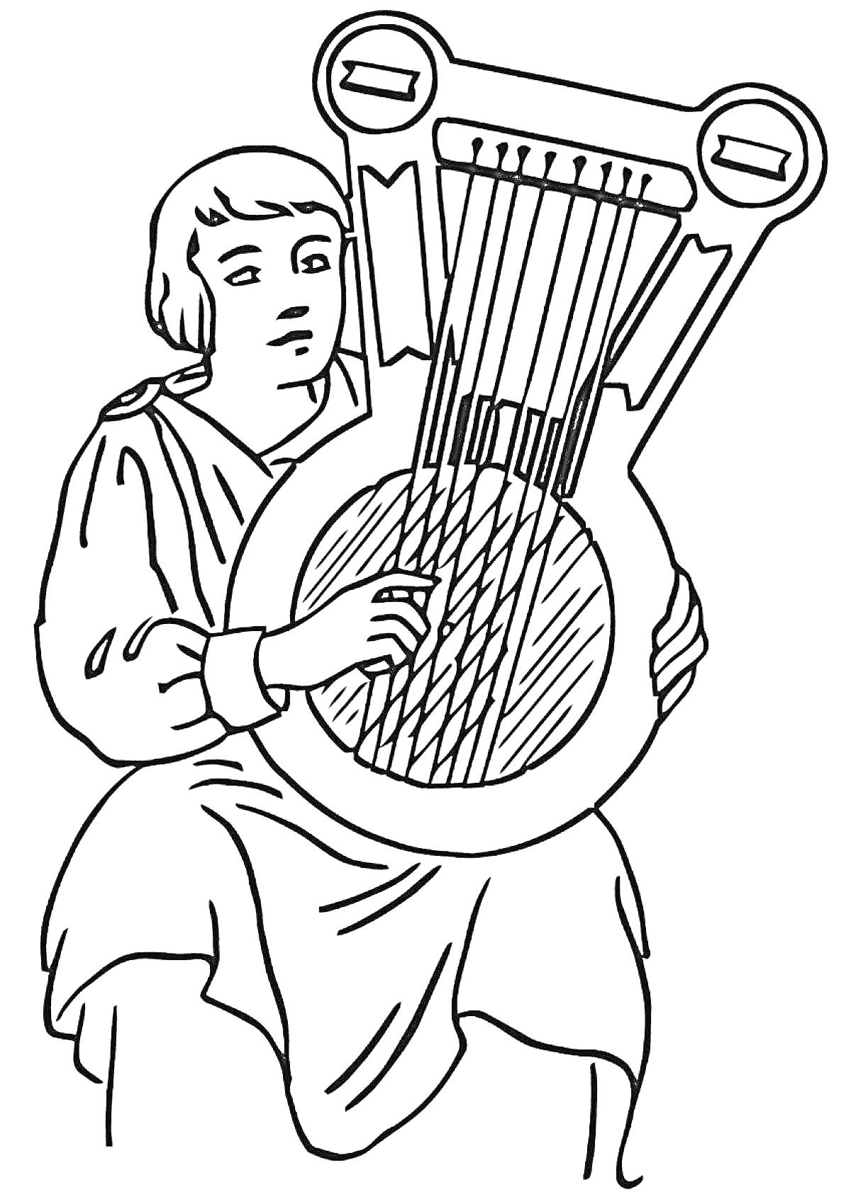 Музыкант Садко, играющий на гуслях