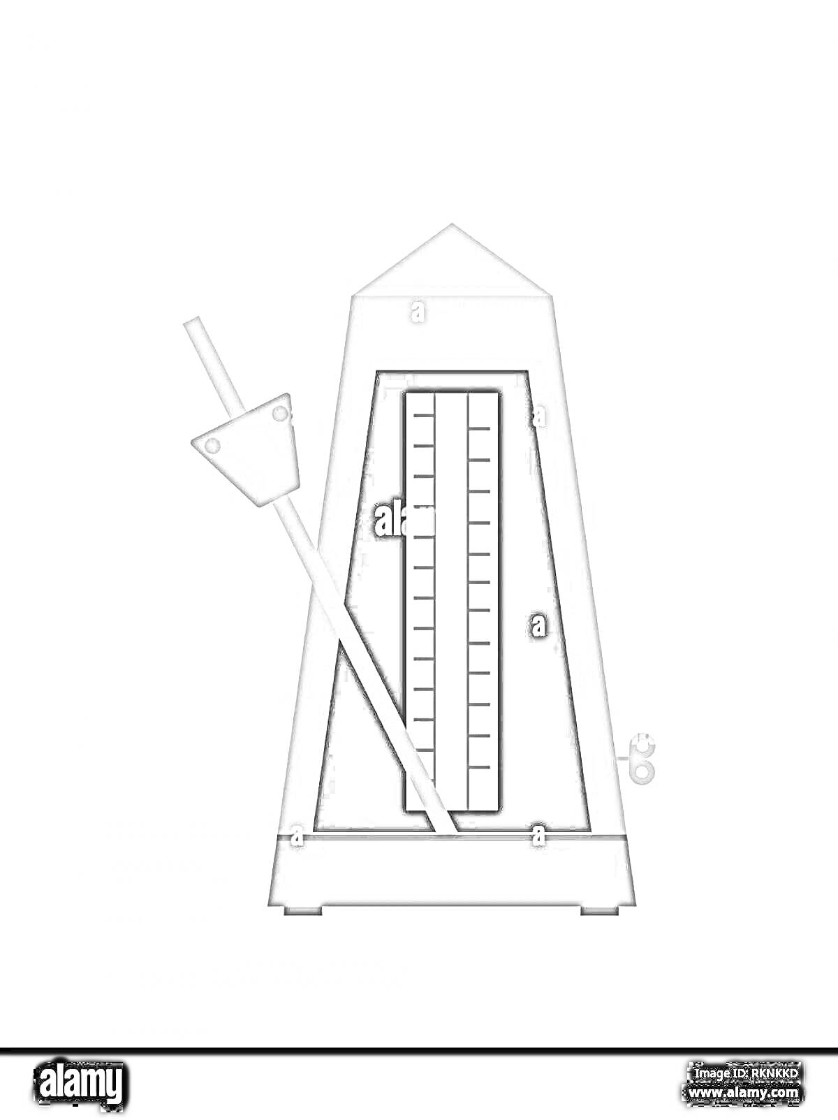 Раскраска Механический метроном с маятником и шкалой на белом фоне