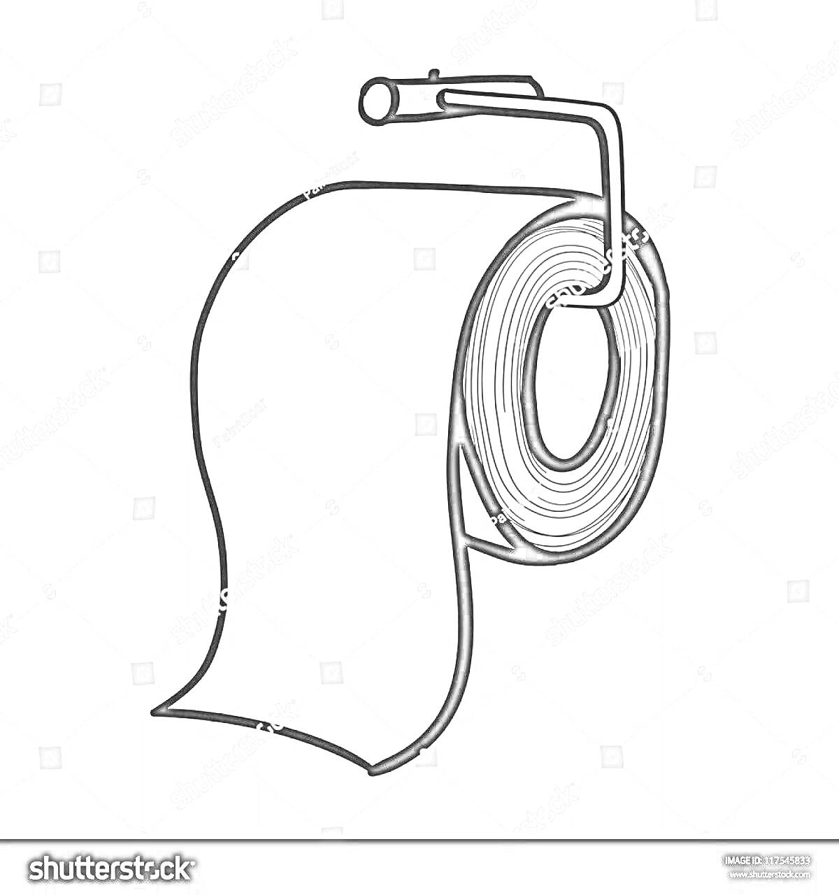 На раскраске изображено: Туалетная бумага, Держатель, Ванная комната