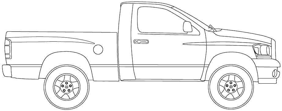 Раскраска Пикап Dodge с кабиной и кузовом
