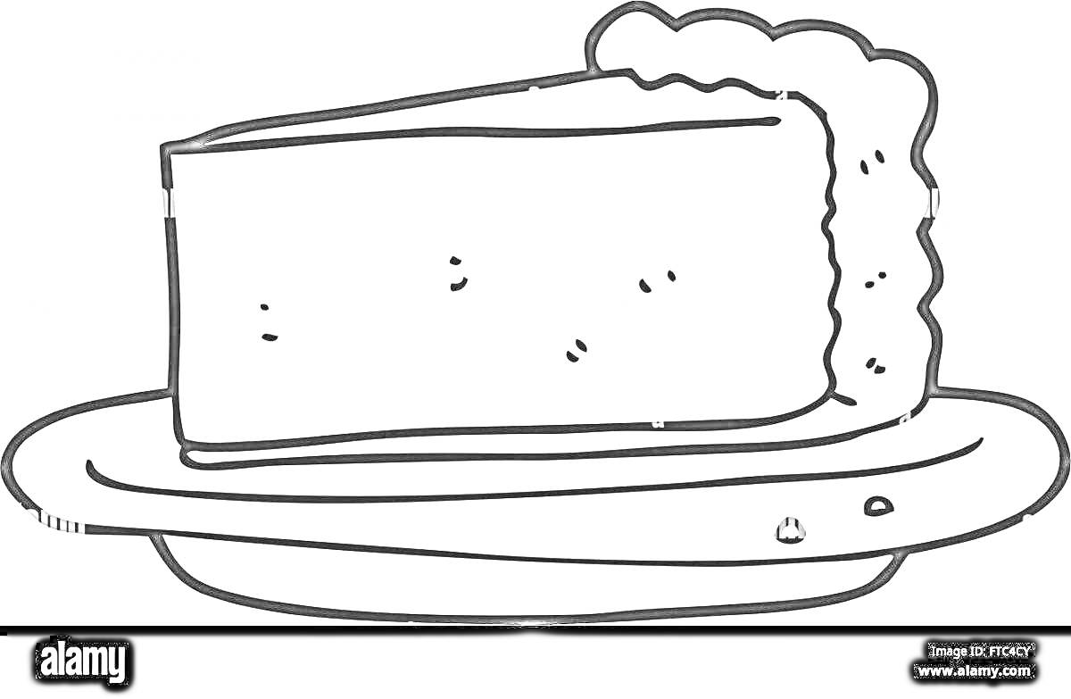 Раскраска Кусок чизкейка на тарелке