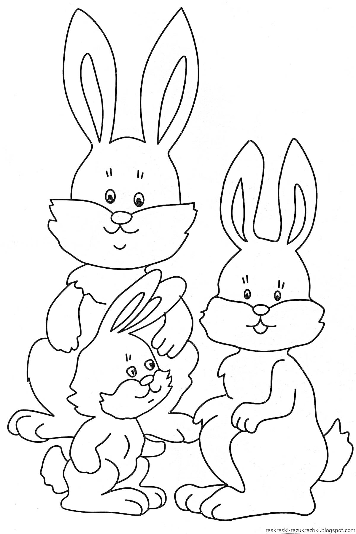 На раскраске изображено: Зайцы, Животные, Уши, Лесные животные