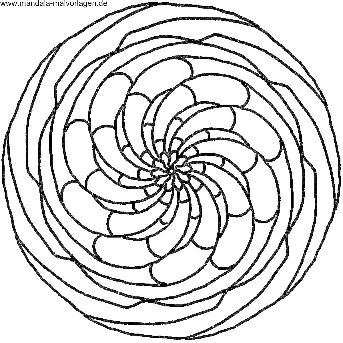 На раскраске изображено: Мандала, Спираль, Антистресс, Абстракция, Арт-терапия