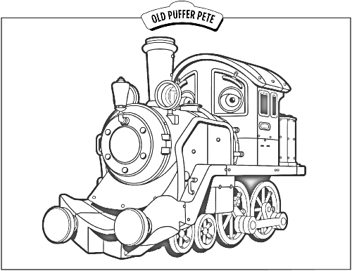Раскраска Паровозик Old Puffer Pete из мультфильма Чагингтон