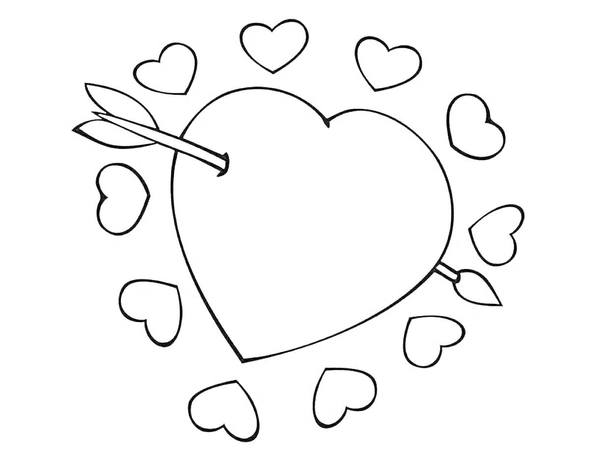 На раскраске изображено: Маленькие сердца, Любовь, Валентинка