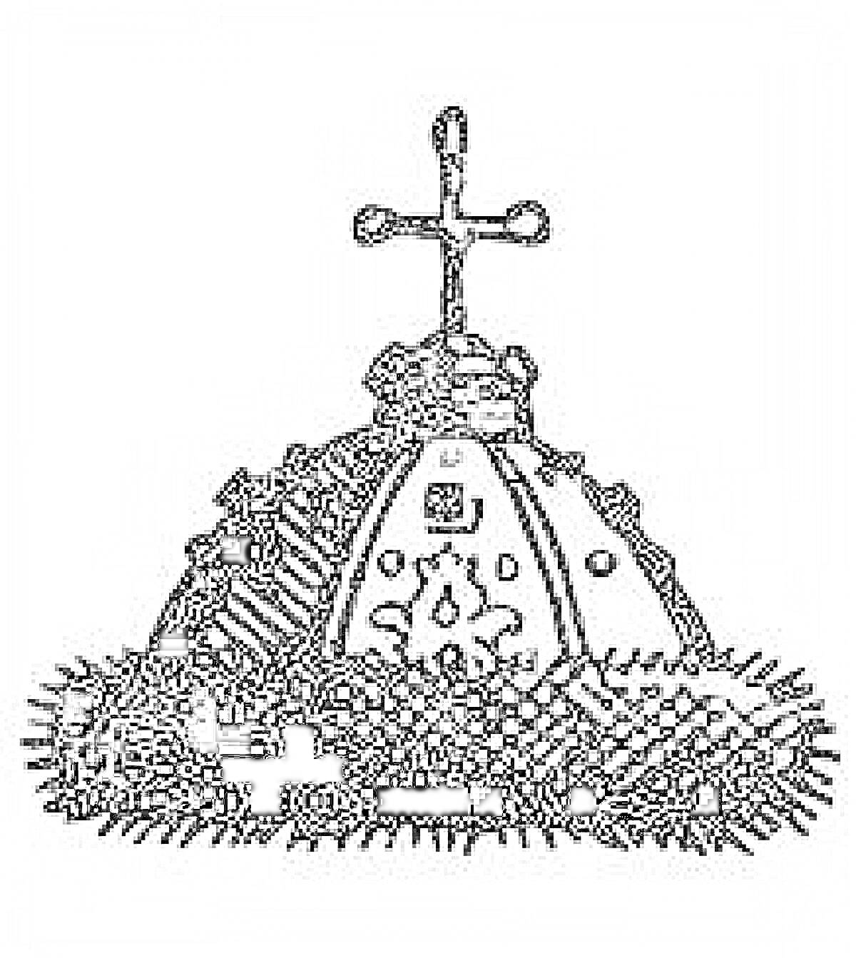 Раскраска Шапка Мономаха с крестом и меховой опушкой