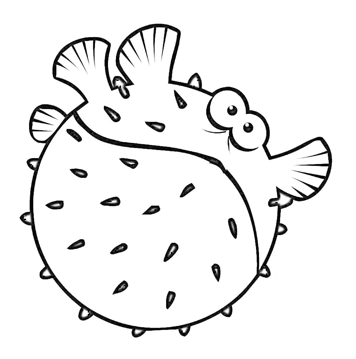 Раскраска Рыбка-иглобрюх со смешным выражением лица