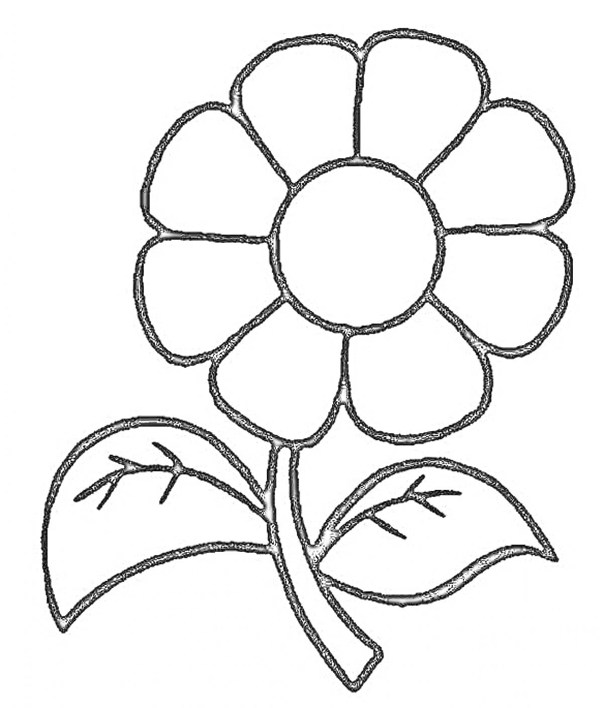 На раскраске изображено: Ромашка, Лепестки, Листья, Стебель, Для детей, Цветы
