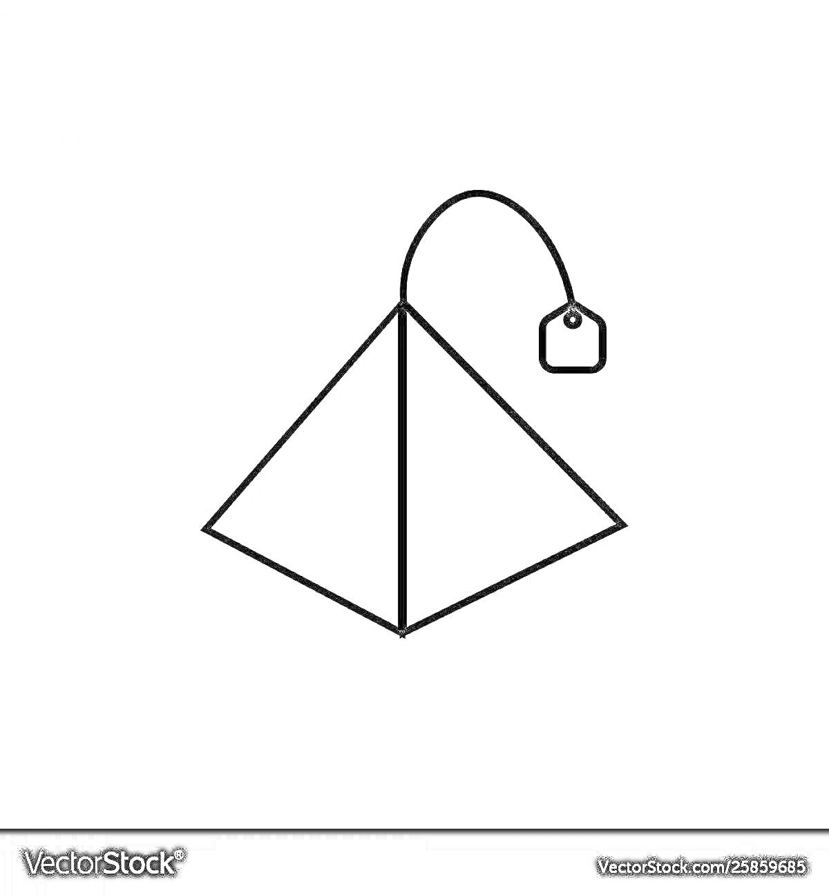 На раскраске изображено: Чайный пакетик, Пирамида, Бирка, Чай