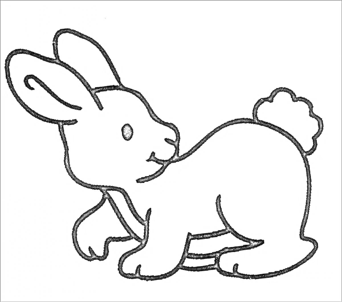 На раскраске изображено: Кролик, Животные, Уши, Лапы, Хвост, Зайцы, Контурные рисунки