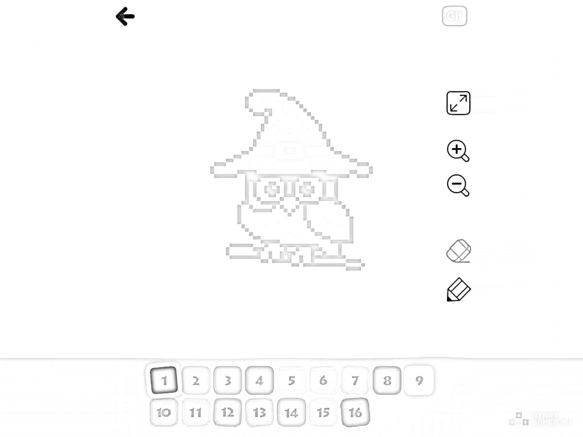 Раскраска Пиксельная сова в колпаке