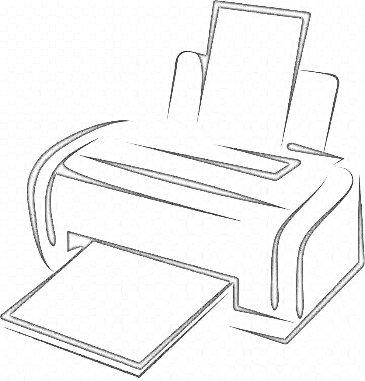 На раскраске изображено: Принтер, Лист бумаги, Офисное оборудование, Техника