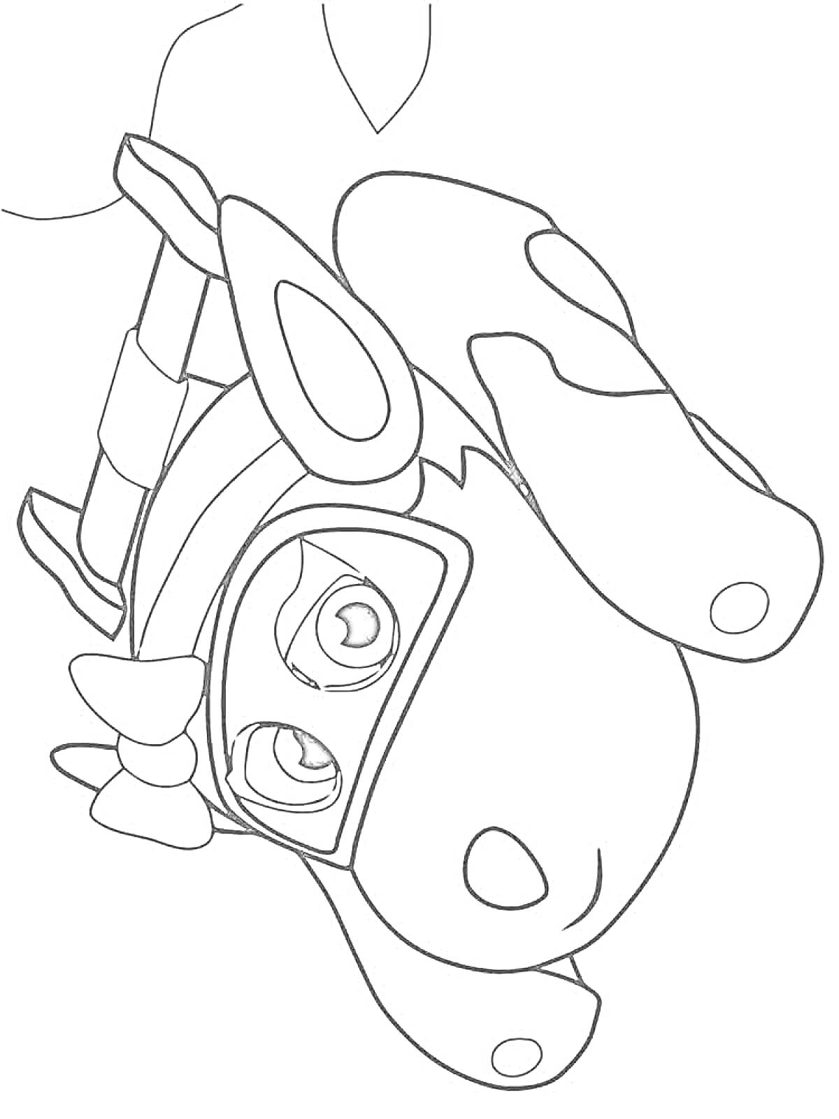 Раскраска Врумиз - корова с повязкой на голове и маской на глазах