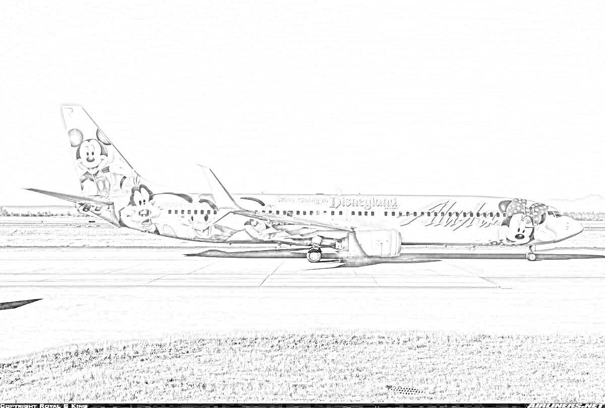 Раскраска Самолет российской авиакомпании с раскраской 
