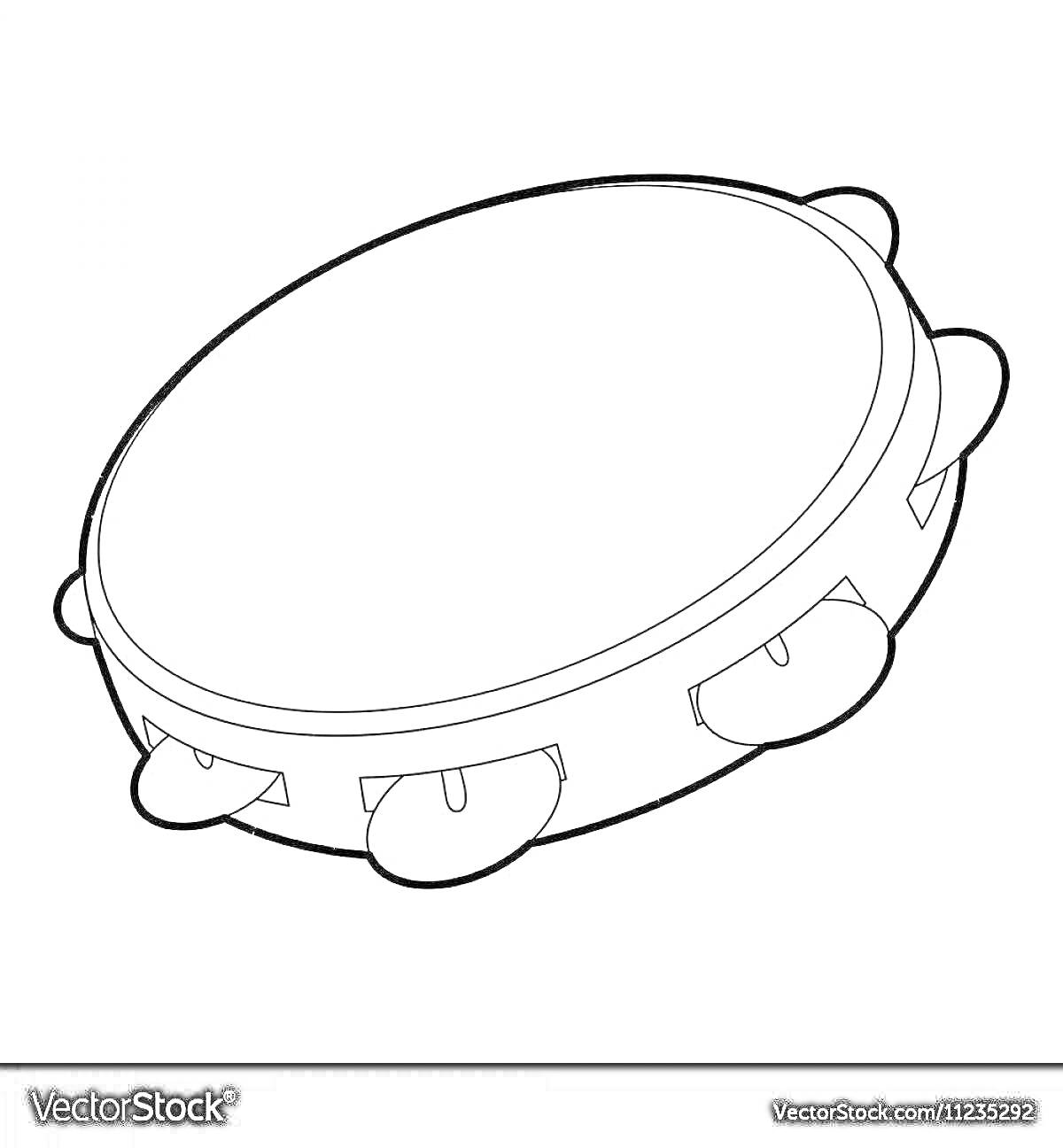 На раскраске изображено: Бубен, Бубенцы, Перкуссия, Музыкальные инструменты
