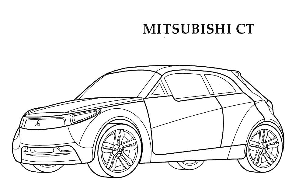 На раскраске изображено: Mitsubishi, Внедорожник, Кроссовер, Транспорт, Авто, Контурные рисунки