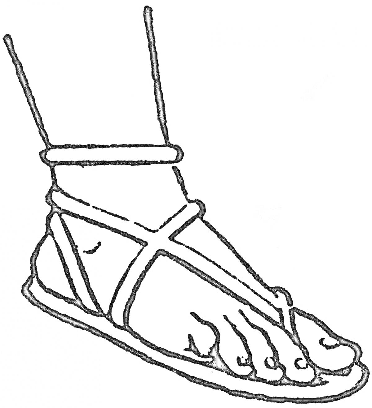 Раскраска Сандали с ремешками на ноге