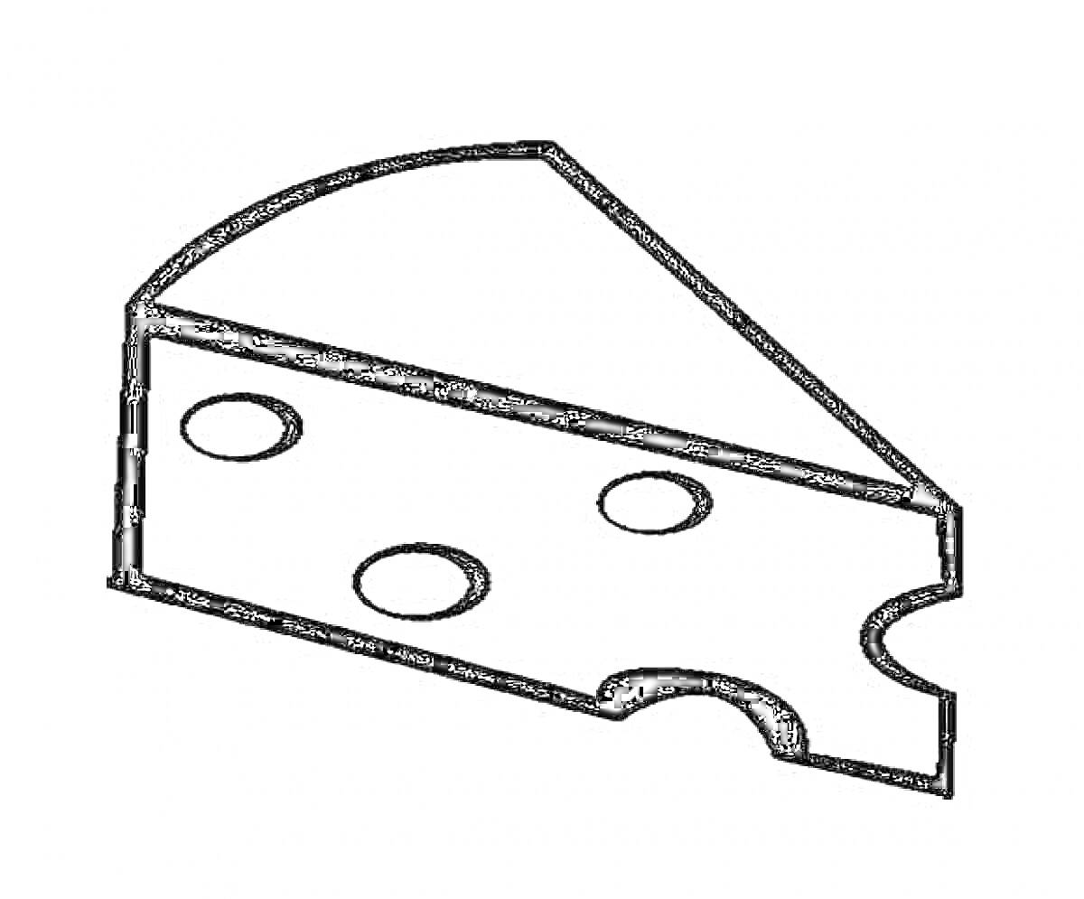 На раскраске изображено: Сыр, Дырочки, Еда, Для детей