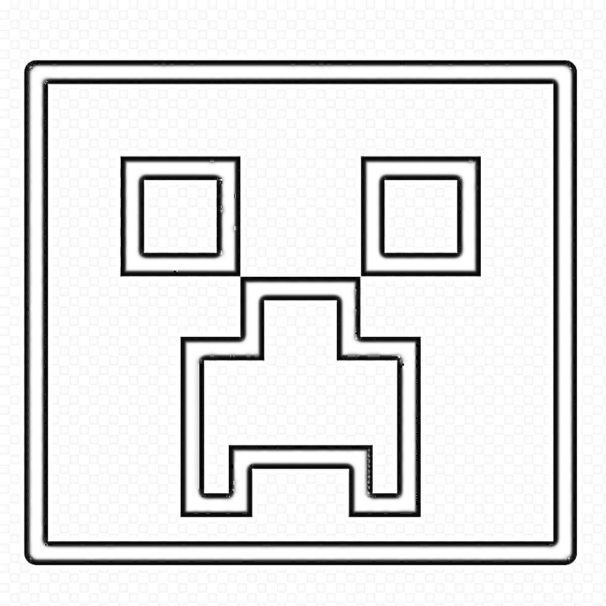 Раскраска Лицо из квадратных элементов в стиле Geometry Dash