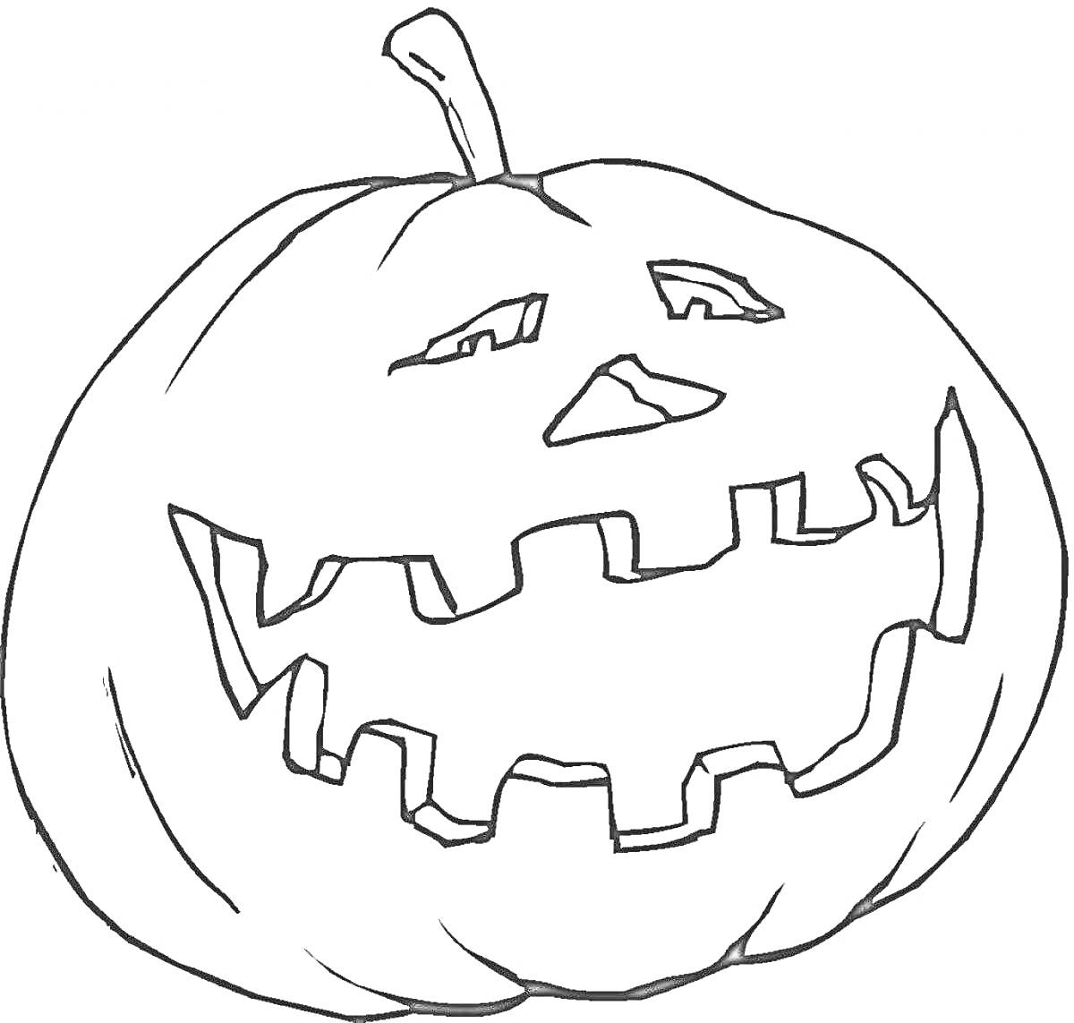 Раскраска Тыква с вырезанным лицом для Хэллоуина