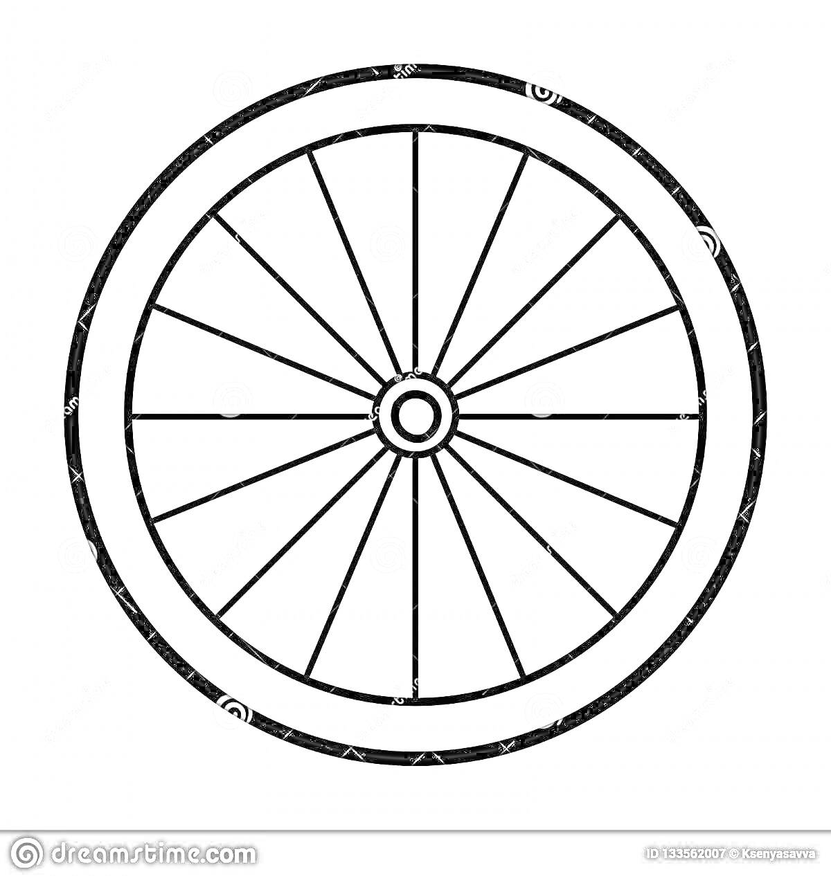 Раскраска Раскраска колеса с спицами для детей