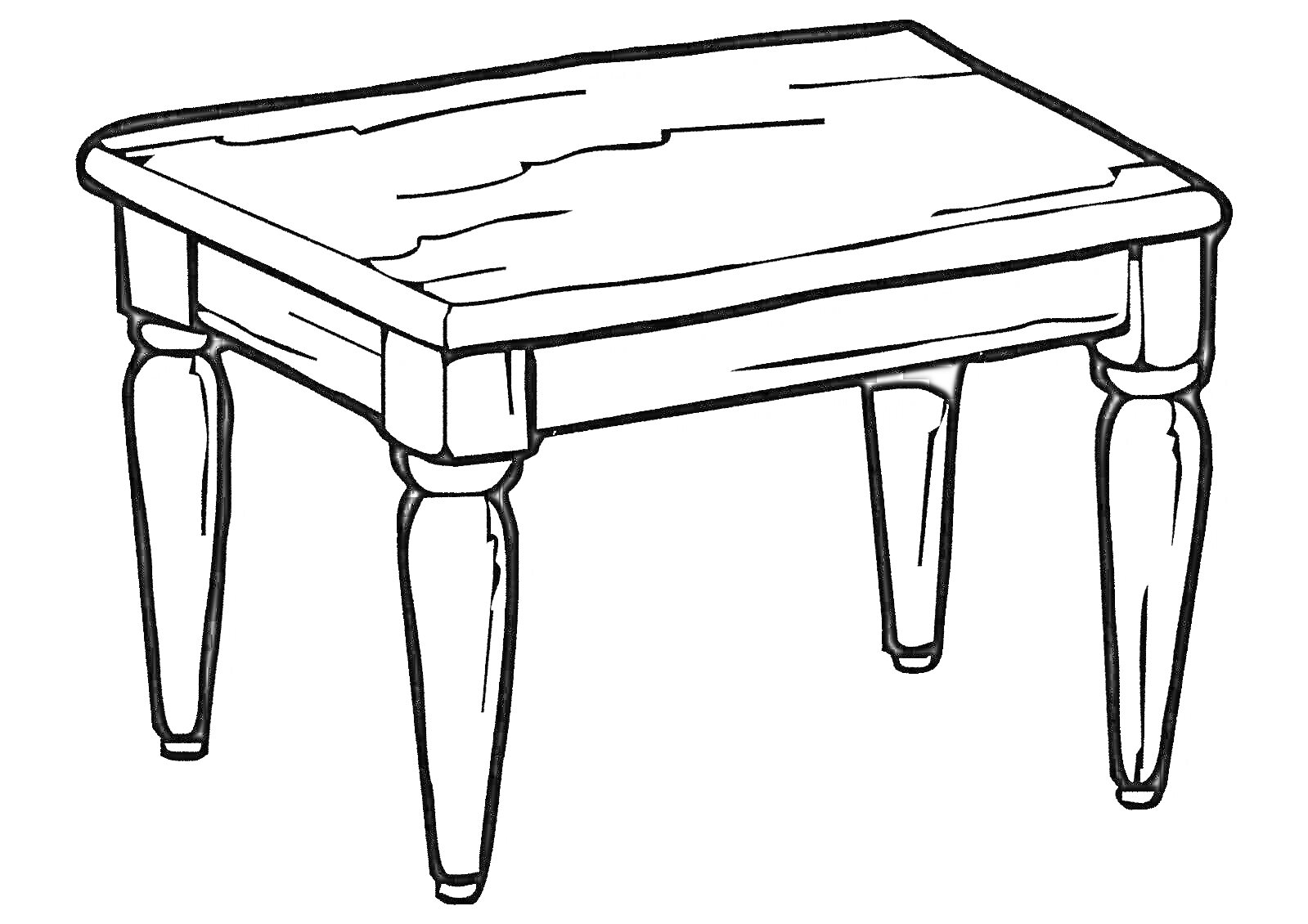 На раскраске изображено: Стол, Мебель, Деревянный стол, Ножки, Мебель для детей