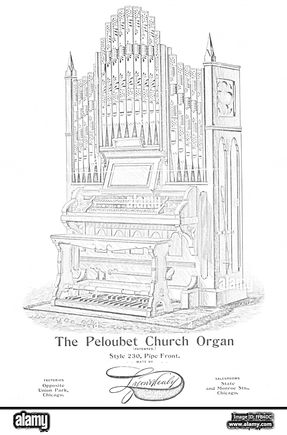 РаскраскаОрган Peloubet Church Organ Style 230, Pipe Front