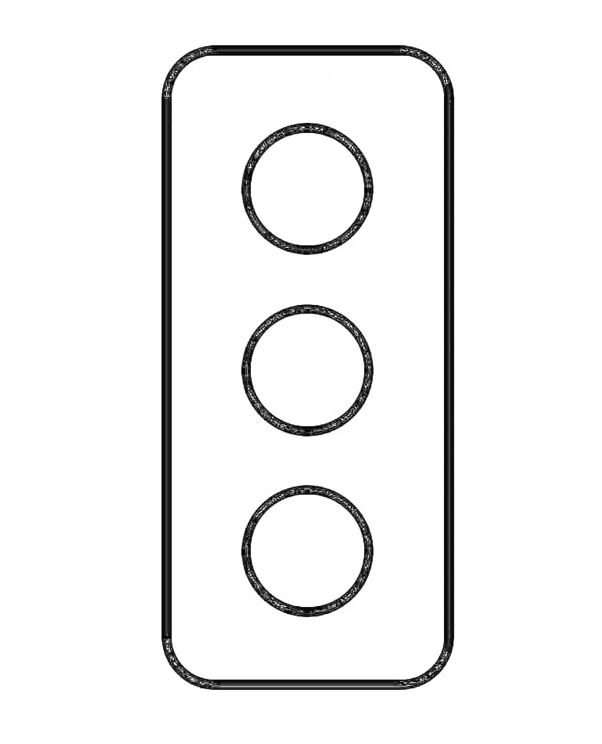 Раскраска Светофор с тремя круглыми сигналами, без цвета